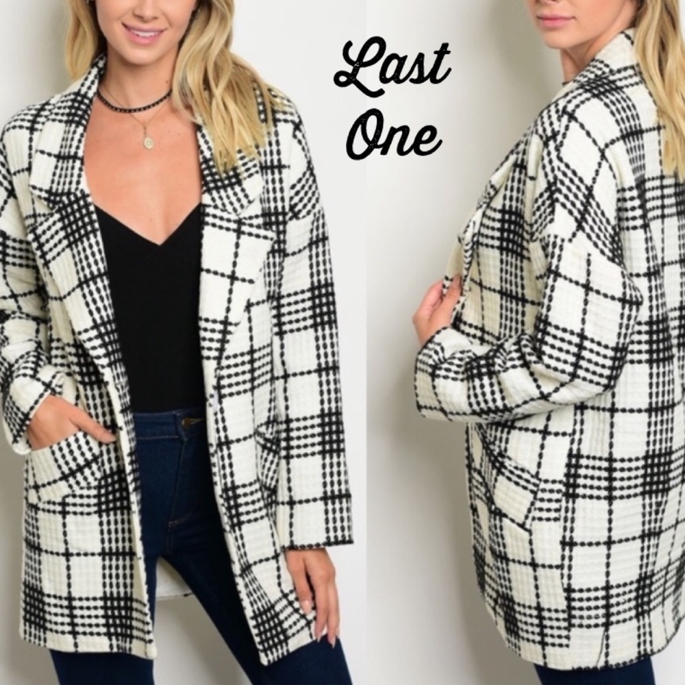 GlamVault Plaid Jacket Size Small NWT - Picture 3 of 10